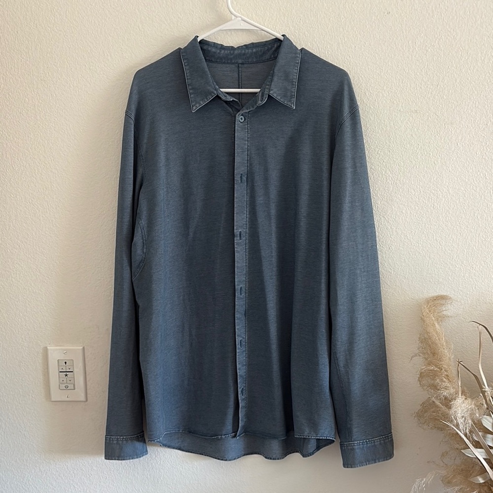 Lululemon Men's Button Up Blue Shirt